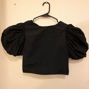 EUC Topshop Bubble Puff Sleeve Open Back Blouse